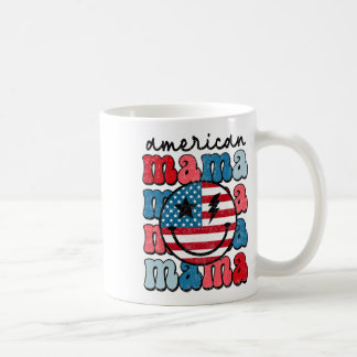 Taza De Café Bandera Retro Americana Mama Cute 4 De Julio