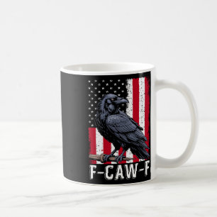 Taza De Café Bandera Retro Usa Cuervo Negro Pájaro Negro F-caw-