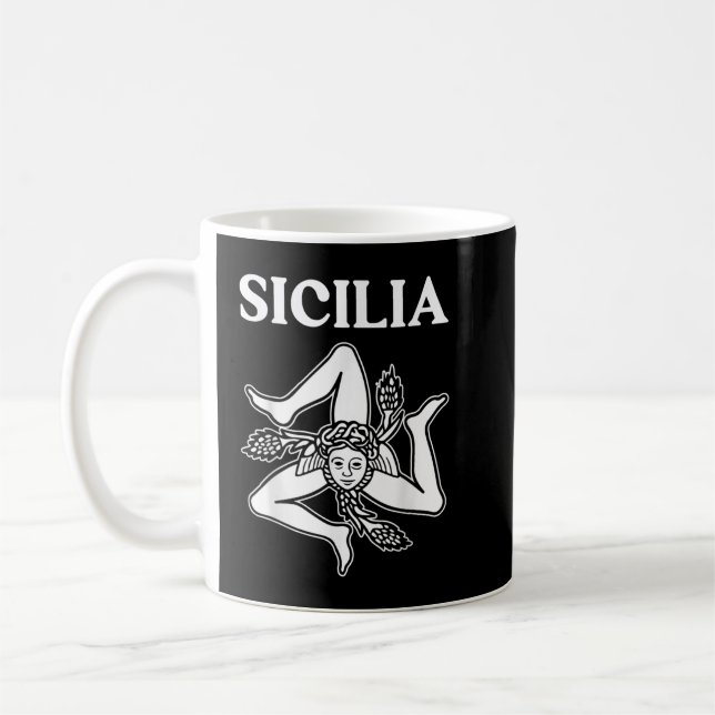 Taza De Café Bandera Sicilia Sicily Palermo Italia (Izquierda)