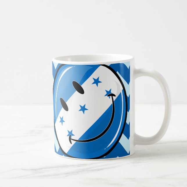 Taza De Café Bandera sonriente redonda brillante del Honduran (Derecha)