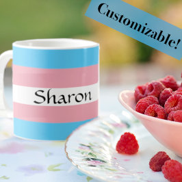 Taza De Café Bandera transgénero con tu nombre Mug