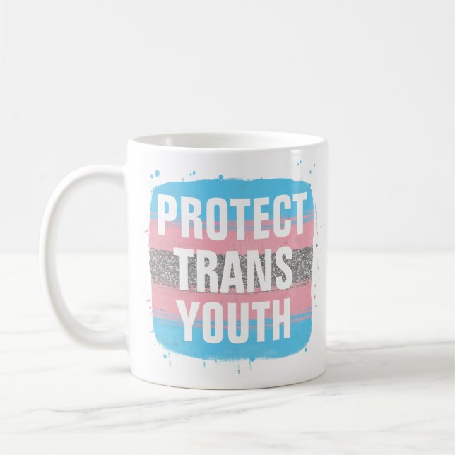 Taza De Café Bandera transgénero Protege el café transgénero Mu (Izquierda)