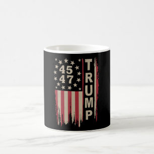 Taza De Café Bandera Trump 45 47 Vintage Retro América EEUU