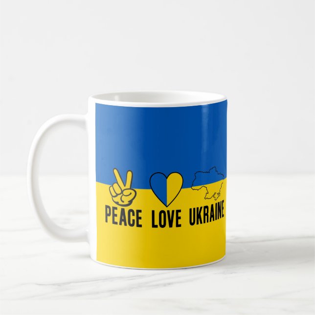 Taza De Café Bandera ucraniana apoya a Ucrania (Izquierda)