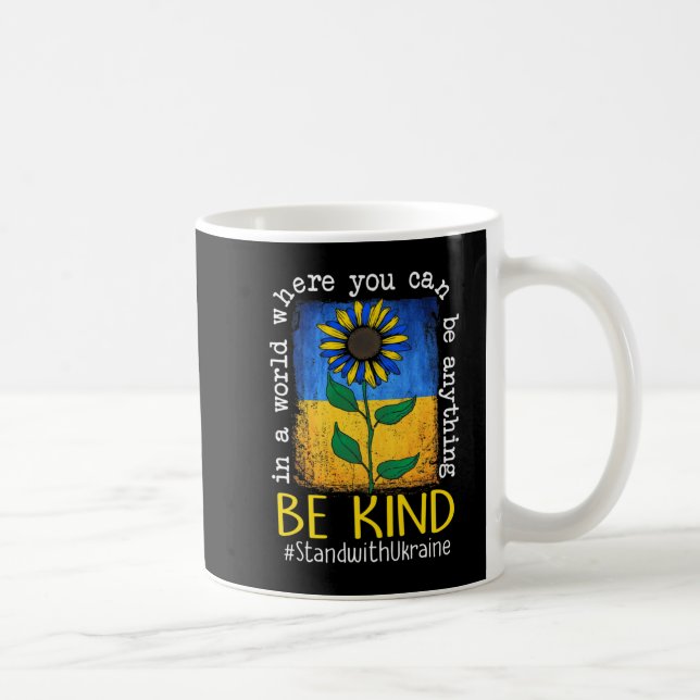Taza De Café Bandera ucraniana de girasol sea amable con Ucrani (Derecha)
