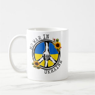 Taza De Café Bandera Ucraniana De Girasol Sin Guerra En Ucrania