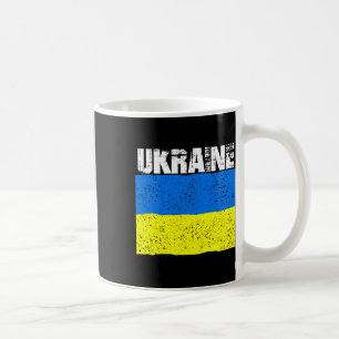Taza De Café Bandera ucraniana vintage con aspecto desgastado S