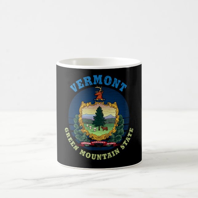 TAZA DE CAFÉ BANDERA VERMONT VERDE MONTAÑA ESTATAL (Centro)