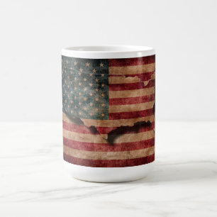 Taza De Café Bandera vintage grunge USA estrellas y franjas y m