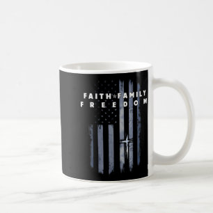 Taza De Café Bandera Vintage Usa Fe Familia Dom Patriótico Cris