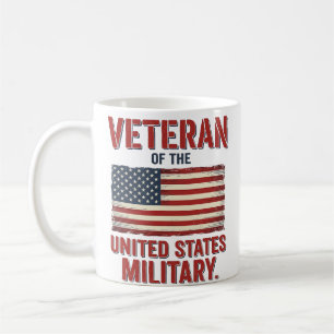 Taza De Café Bandera vintage veterano USA Diseño vectorial mili