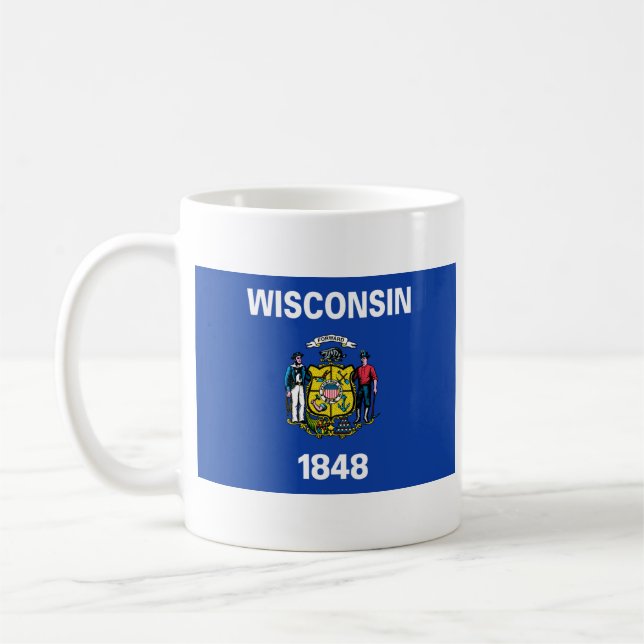 Taza De Café Bandera Wisconsin + Mug de mapa (Izquierda)