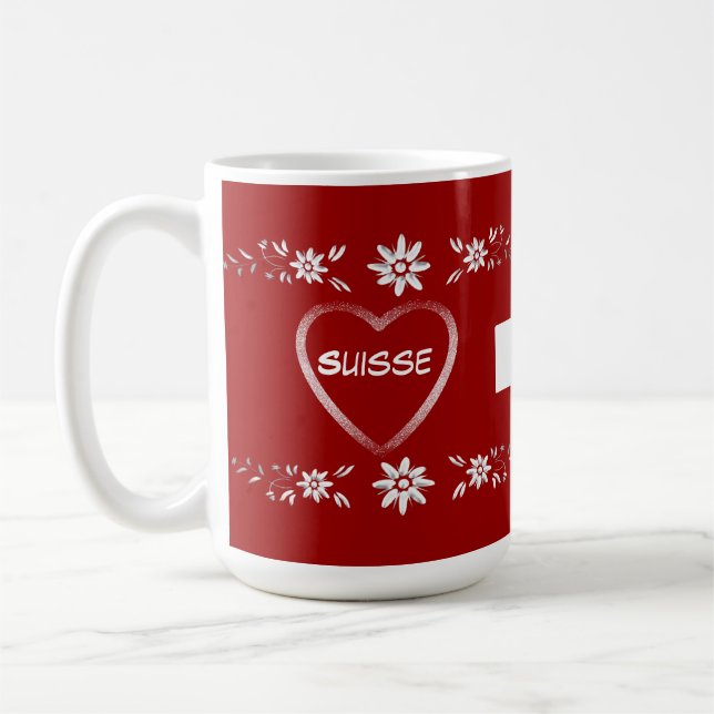 Taza De Café Bandera y edelweiss suizos (Izquierda)