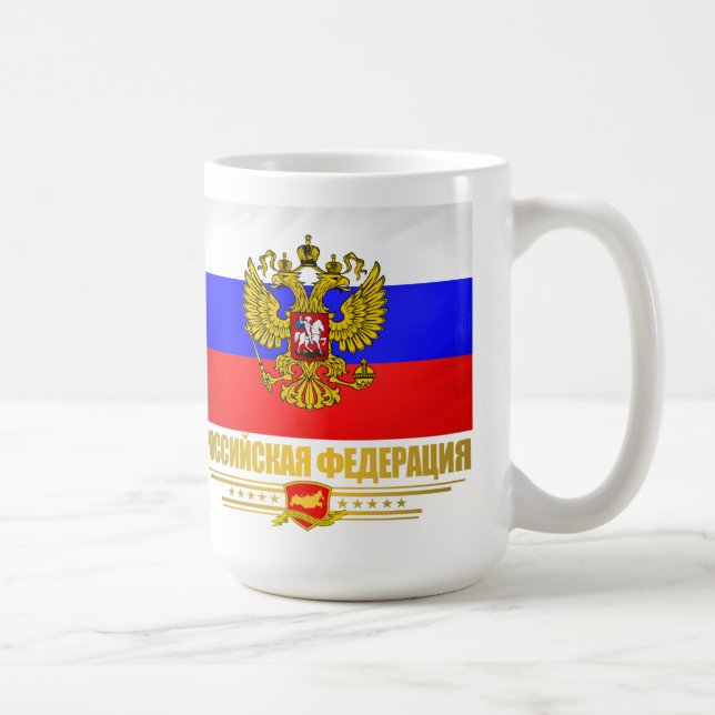 Taza De Café Bandera y emblema de la Federación Rusa (Derecha)