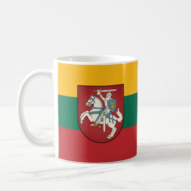 Taza De Café Bandera y escudo de armas de Lituania (Izquierda)