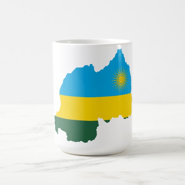 Taza De Café Bandera y mapa de Ruanda (Centro)