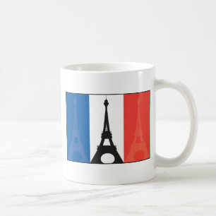 Taza De Café Bandera y torre Eiffel francesas