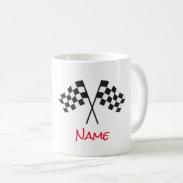 Taza De Café Banderas blancas de negro para Carreras de coches 