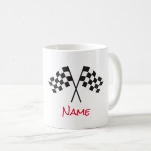 Taza De Café Banderas blancas de negro para Carreras de coches