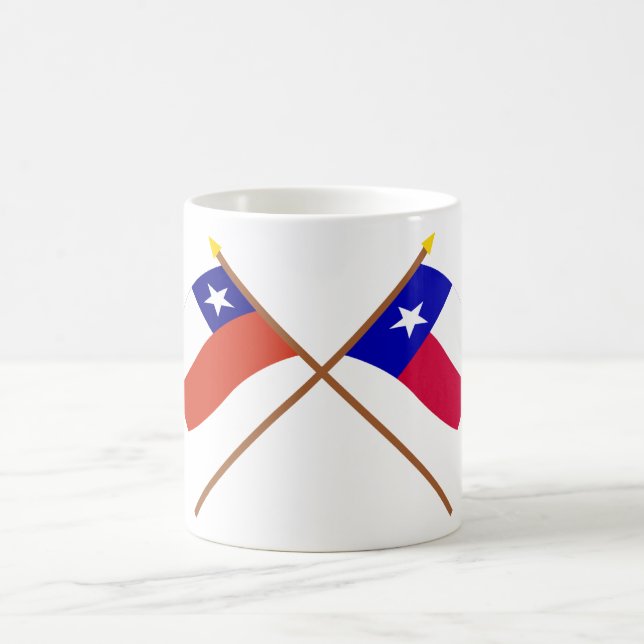 Taza De Café Banderas cruzadas de Chile y de Tejas (Centro)