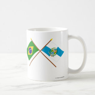 Taza De Café Banderas cruzadas del Brasil y de Río de Janeiro