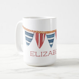 Taza De Café Banderas de playa náuticas costeras personalizadas