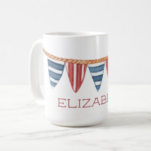 Taza De Café Banderas de playa náuticas costeras personalizadas
