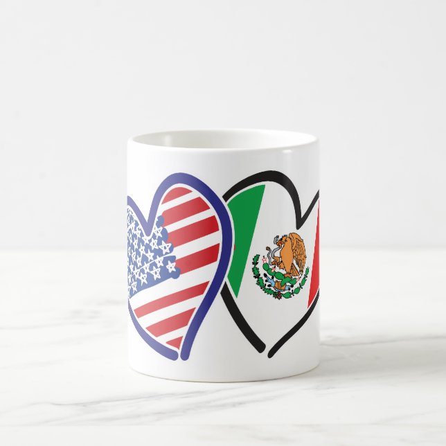 Taza De Café Banderas del Corazón de Estados Unidos México (Centro)