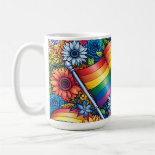 Taza De Café Banderas del orgullo LGBTQIA+, arcos de lluvia y f