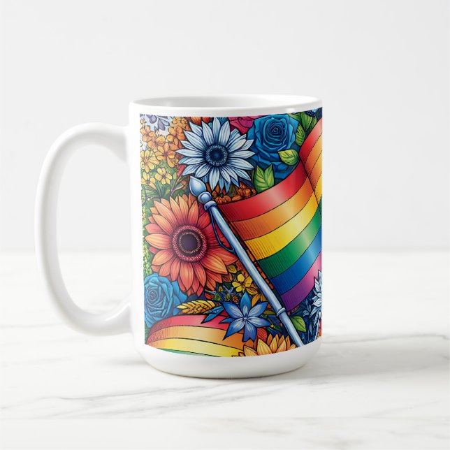 Taza De Café Banderas del orgullo LGBTQIA+, arcos de lluvia y f (Izquierda)