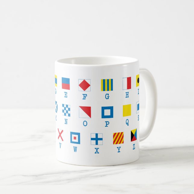 Taza De Café Banderas náuticas Señales marítimas Alphabet Mug (Anverso derecho)