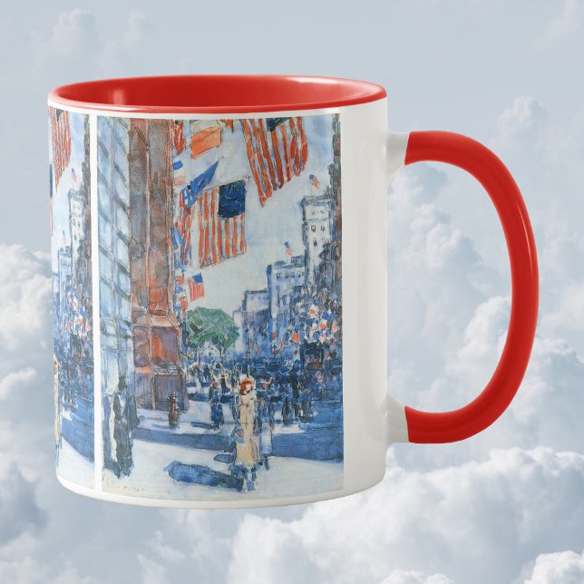Taza De Café Banderas Quinta Avenida de Childe Hassam, Arte de  (Subido por el creador)