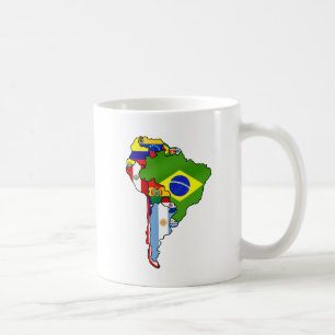Taza De Café Banderas suramericanas del mapa de Suramérica