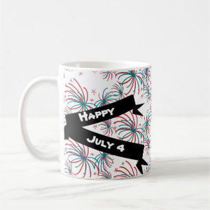 Taza De Café Banderín de Garabatos de Estrellas de Fuegos Artif