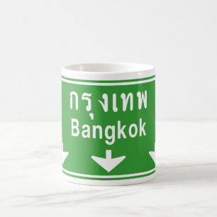 Taza De Café Bangkok Ahead, ¡Cuidado! ⚠ de Rótulo de tráfico en
