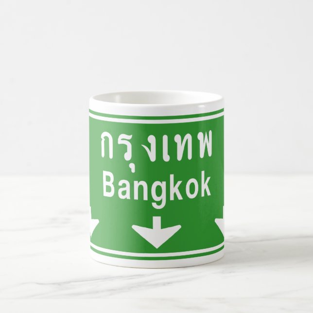 Taza De Café Bangkok Ahead, ¡Cuidado! ⚠ de Rótulo de tráfico en (Centro)