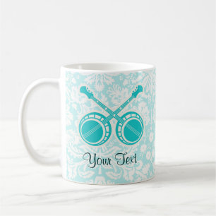 Taza De Café Banjos en duelo verde azulados