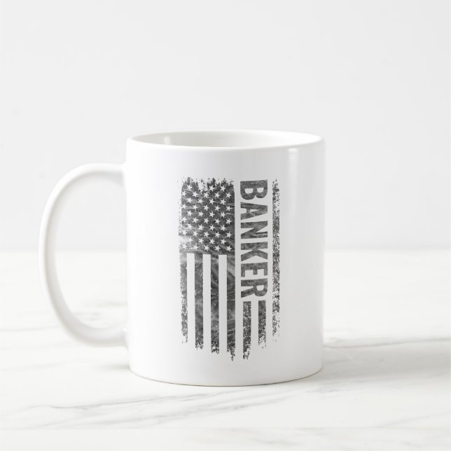 Taza De Café Banker USA Flag Distressed design (Izquierda)