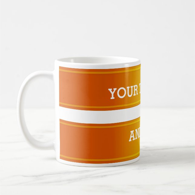 Taza De Café BANNER gradiente naranja + tu texto (Izquierda)