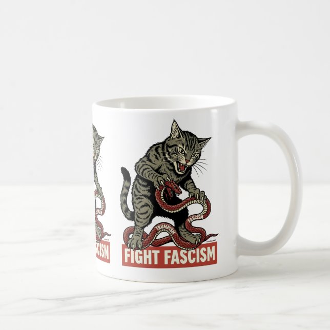 Taza De Café Banzai Kat Fight Fascism (Derecha)