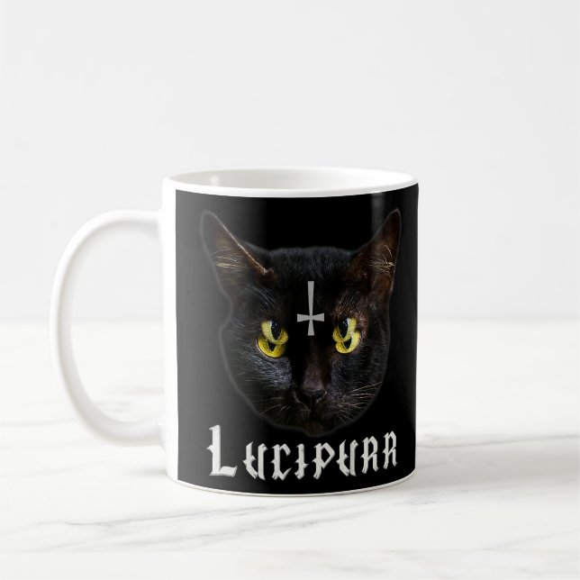 Taza De Café Baphomet de Lucipur Satanic Cat Antichrist 666 (Izquierda)