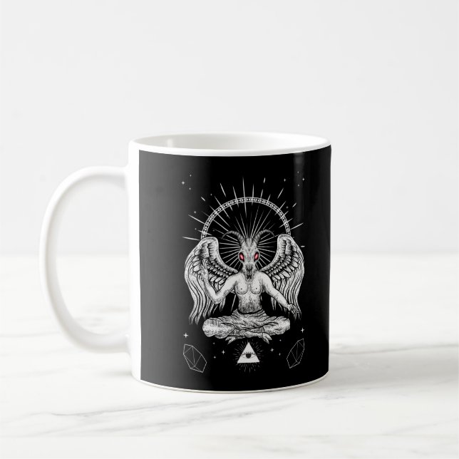Taza De Café Baphomet Satanic Goat Wings Gótico del diablo (Izquierda)