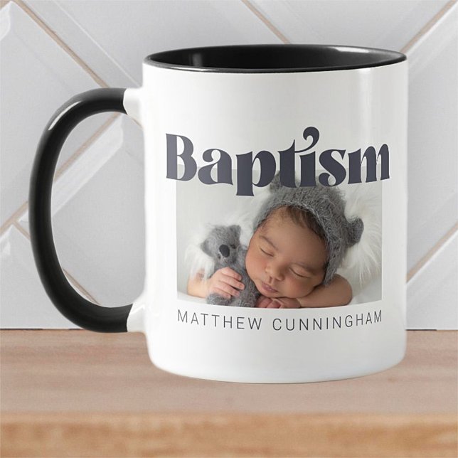 Taza De Café Baptism Modern Bold Simple Foto Gracias (Subido por el creador)