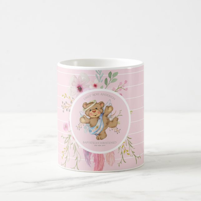 Taza De Café BAPTISMO de Chicas personalizados - Teddybear Ange (Centro)