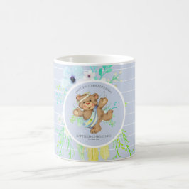 Taza De Café BAPTISMO DE NIÑOS - Oso Angel AZUL Teddy Personali