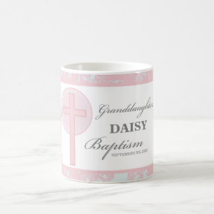 Taza De Café Baptismo Nieta Rosa Lace Personalizada