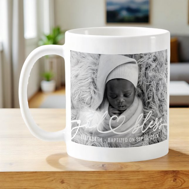 Taza De Café Baptismo Sencillo Elegante Moderno Corazón Foto Be (Subido por el creador)