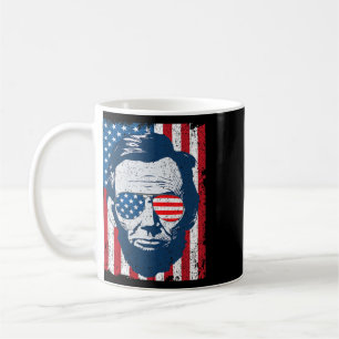Taza De Café Barba de Abe Lincoln Gafas de sol y bandera americ