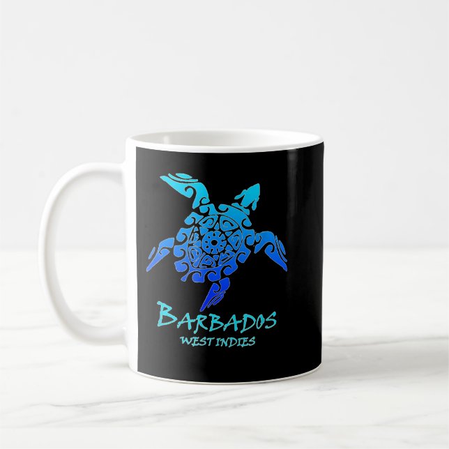 Taza De Café Barbados Islas Occidentales: Vieja tortuga tribal  (Izquierda)
