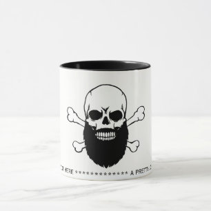 Taza de café barbuda del mensaje del cráneo